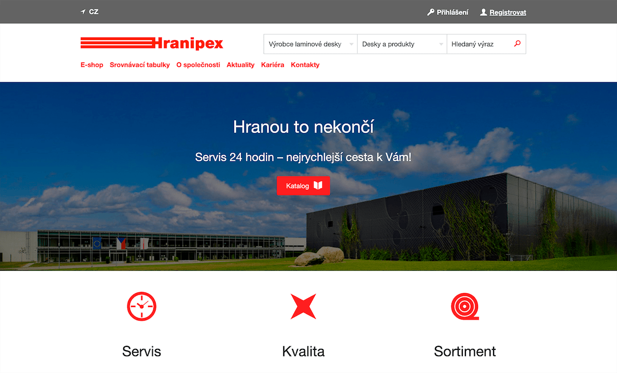 One of the first versions of Hranipex portal